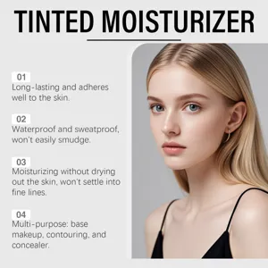 Gros plan détaillé de la crème hydratante teintée offrant un fini lisse et parfait sur la peau.