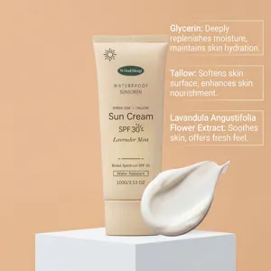 WOODSLEEP Crème Solaire 100g Vue détaillée montrant une texture douce et de la glycérine.