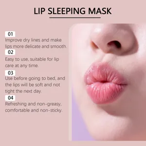 Detalle de mascarilla de labios nocturna con labios hidratados y funciones suavizantes.