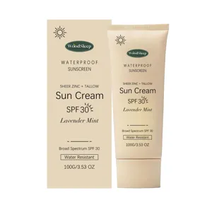 WOODSLEEP Crème solaire SPF 30 Menthe Lavande 100g tube et boîte affichage principal