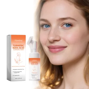Mousse nettoyante visage curcuma et acide kojique VIARELINE, soin hydratant et éclatant