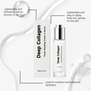 Siero viso idratante al collagene per una cura quotidiana delicata e una pelle luminosa radiosa.