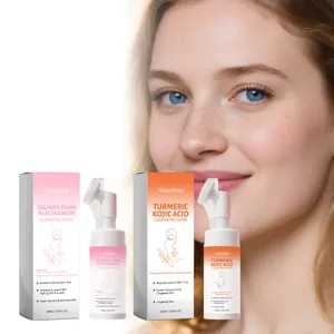 Mousse nettoyante visage VIARELINE au PDRN de saumon et acide kojique de curcuma pour un soin doux.