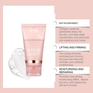 Detail du masque de nuit en gel collagene HOYGI montrant le tube rose et la texture.