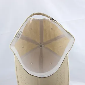 Breathable cotton baseball cap interior detail close-up, adjustable strap, casual sun hat.