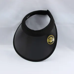 Chapeau de soleil vide noir visière été extérieur protection UV large bord pour femmes