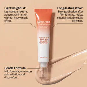 Vue détaillée de la crème solaire teintée SPF 30 avec niacinamide et texture ultra légère.