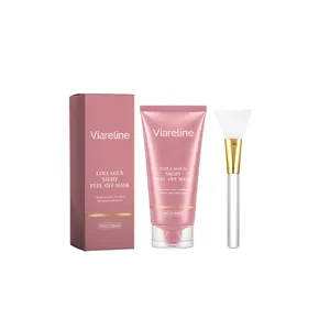 VIARELINE Masque Peel-Off Nuit au Collagène avec Pinceau pour Soin Doux Visage 75g