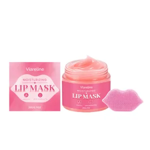 Viareline Pink Lip Mask 20g, Moisturizing Lip Care Treatment with Silicone Brush Tool.