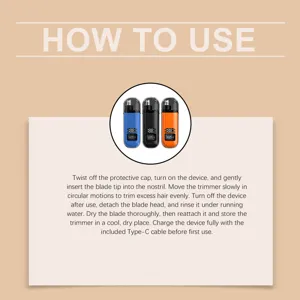Detailed instruction guide and features of the portable digital display nose hair trimmer.