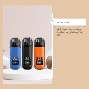 Portable digital display nose hair trimmer detail view, durable ABS plastic body in multi-color.
