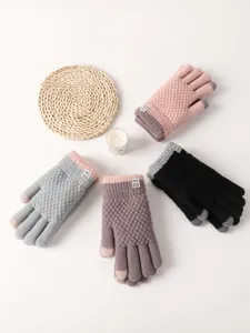 Winter warm knitted touch screen gloves for women and men, stylish woolen cold weather gloves.