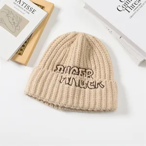 Korean style cute autumn winter thick warm knit beanie hat for women soft cozy stylish cap