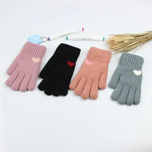 Thickened double layer winter warm gloves detail showing knitted wool pattern design.