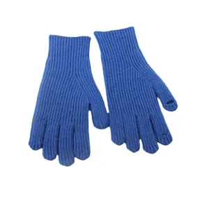 Women winter blue knitted gloves open finger long ribbed warm fashion winter accessories