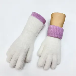 Guanti in maglia felpati caldi invernali da donna, design con polsino lungo, morbidi e accoglienti.