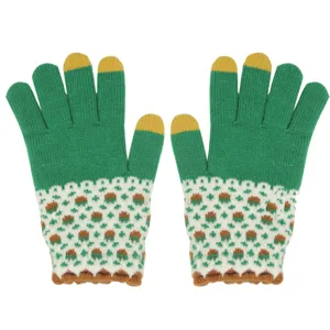Gants tricotés tactiles d'hiver pour femmes mignons gants thermiques à cinq doigts