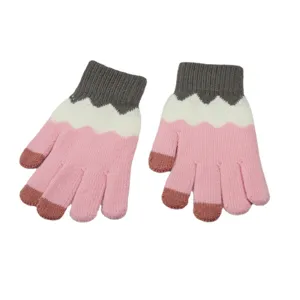 Damen Winter Strickhandschuhe Touchscreen süßer Stil warm süß buntes Wellenmuster Hauptansicht