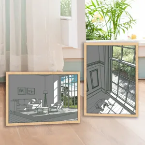 DIY LED Light Painting Wooden Picture Frame Modern Minimalist Home Living Room Wall Decor
