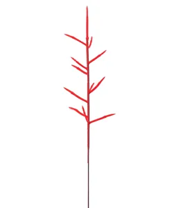 Detailaufnahme eines roten künstlichen Stechpalmenzweigs mit zwölf Gabeln für Weihnachts-DIY