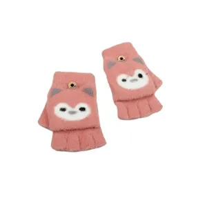 Guanti invernali caldi in maglia per bambini con simpatico design di volpe cartone animato