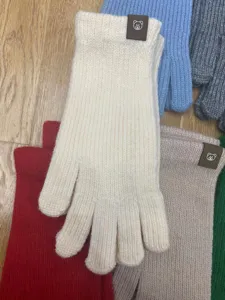 Knitted winter gloves women warm fleece-lined touch screen mittens cute bear details