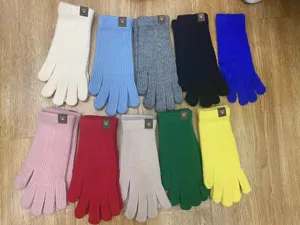 Women winter warm knit gloves collection, multiple colors soft woolen touchscreen gloves.