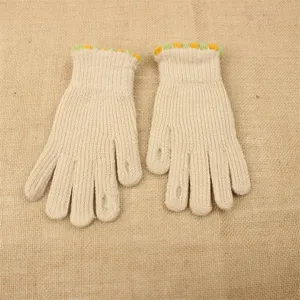 Women winter warm knit gloves casual solid color fingerless mittens cute cozy design