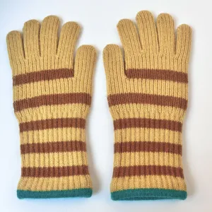 Women winter knitted long striped gloves warm thermal touchscreen cute fashion casual