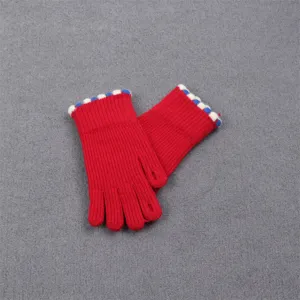 Winter warm knitted gloves for women, cozy fleece lined solid color fingerless design, cute style.