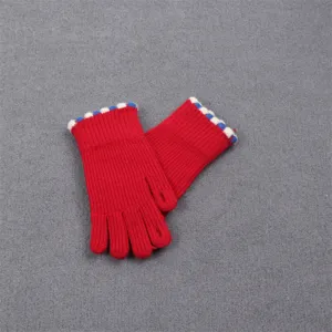 Women winter warm knit fingerless gloves red cute japanese minimalist stylish fashion accessory