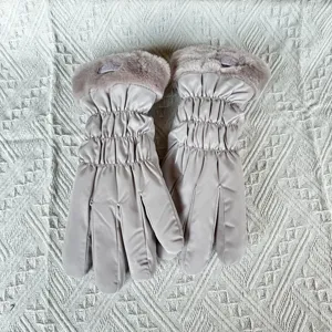 Women winter warm down cotton gloves fleece lined windproof touch screen cute soft mittens