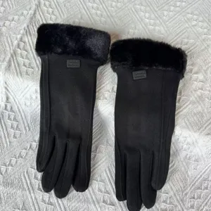 Guantes de invierno para mujer manguito de felpa guantes negros cálidos cortavientos ciclismo