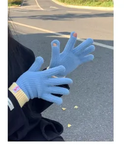 Women winter touch screen knit gloves warm thick cashmere wool split finger gloves detail