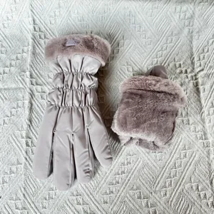 Women winter warm plush thick touch screen gloves windproof coldproof riding mittens