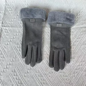 Guantes de invierno de felpa espesada con puños de piel sintética suave, cortavientos y cálidos.