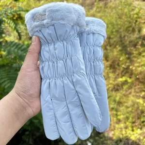 Women's Winter Warm Touchscreen Down Cotton Gloves Thickened Windproof Thermal Ski Gloves Cycling Cold Weather Mittens
