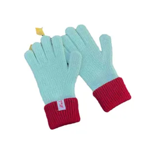 Women winter knit gloves warm touchscreen thick fleece lined mint green wool gloves