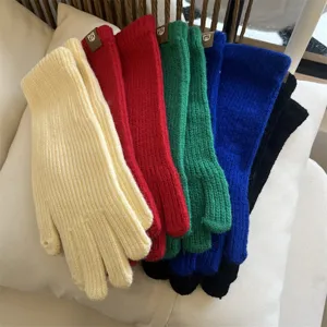 Cozy winter warm women long knitted gloves fingerless solid color stylish hand accessories