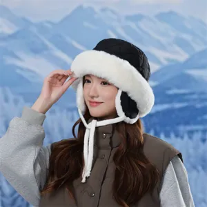 Winter Warm Thickened Ear Protection Fisherman Hat Rabbit Hair Blend Windproof Plush Basin Hat Unisex Outdoor Cap