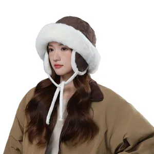 Winter warm ear-protection fisherman hat for women, thickened plush windproof bomber hat main.