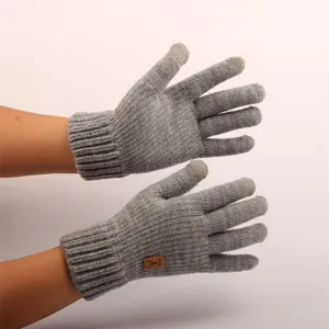 Men's winter warm knit touchscreen gloves solid color outdoor thermal cold weather gear