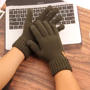 Men's winter warm knit gloves, touchscreen imitation cashmere full finger gloves for outdoor.