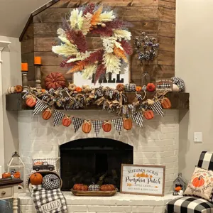Gran corona de trigo de cosecha de otoño para decoración de chimenea hogar
