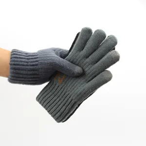Gants tactiles tricotes chaud d'hiver pour hommes pour le cyclisme en plein air gris