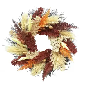 Guirnalda de Acción de Gracias Cosecha Espiga de Trigo Puerta Principal Colgante de Pared Plástico Artificial Hoja de Maple Otoño