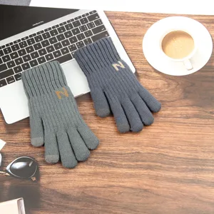 Gants tactiles tricotés chauds pour hommes, gants de cyclisme d'hiver thermiques épaissis.