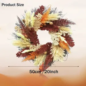 Corona de cosecha de otoño con anotación de tamaño de 50cm para decoración de puerta