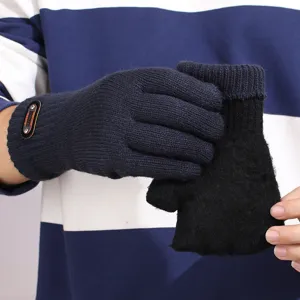 Gants tricotés d'hiver pour hommes tactiles chauds thermiques épais à doigts séparés
