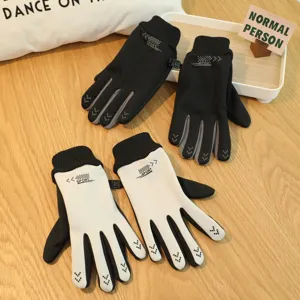 Gants de cyclisme thermiques d'hiver, gants tactiles en polaire épaissie pour hommes en plein air